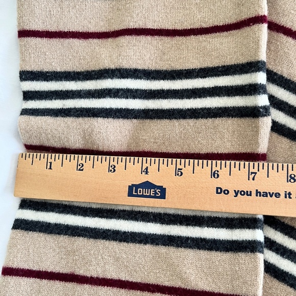 VTG Burberry Lambswool Scarf England Camel Brown/Black/White Stripe **READ** - Picture 5 of 6